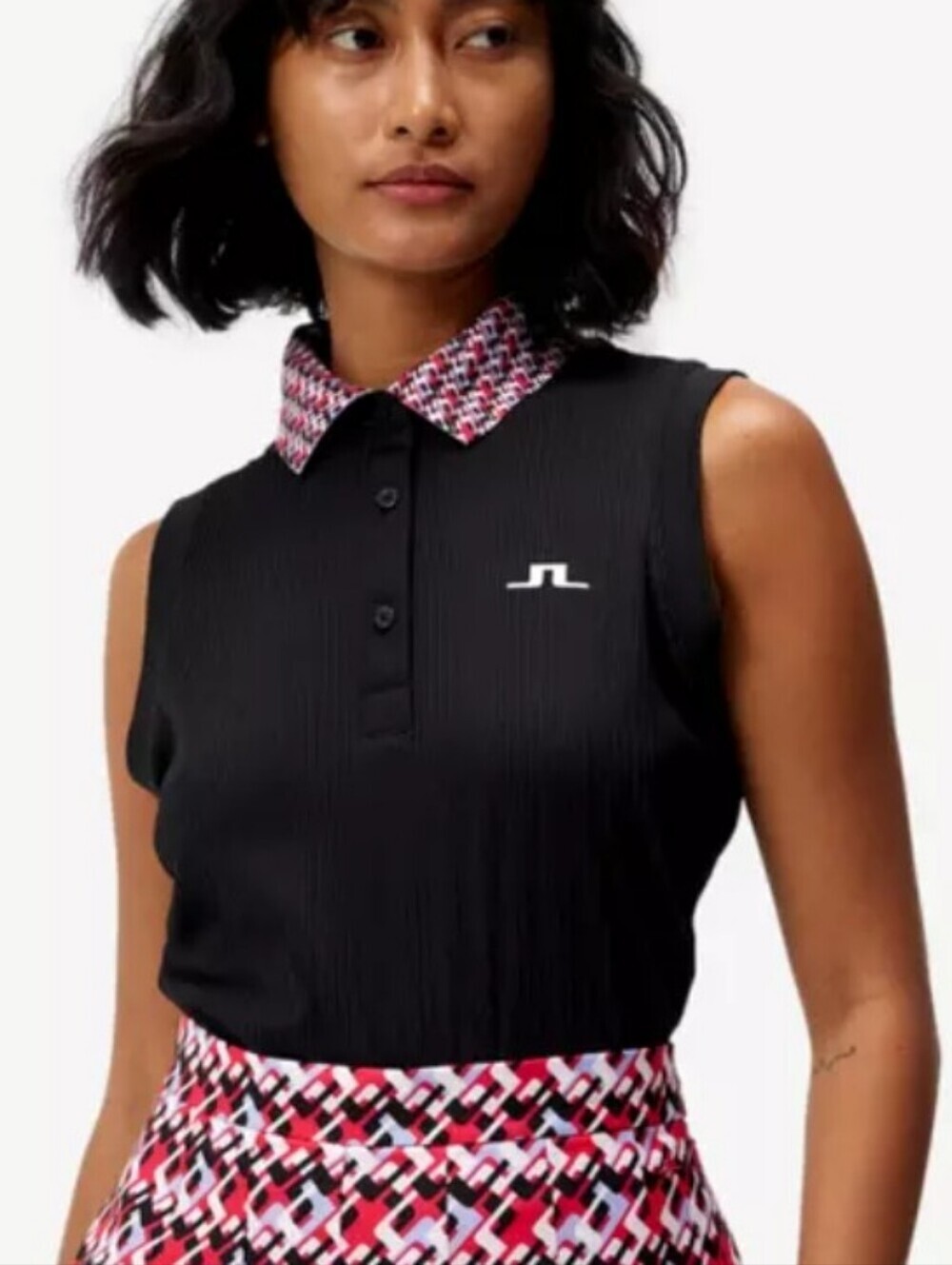 J. Lindeberg NEW Lale Contrast Bridge Sleeveless Polo Shirt Golf Top SZ Large